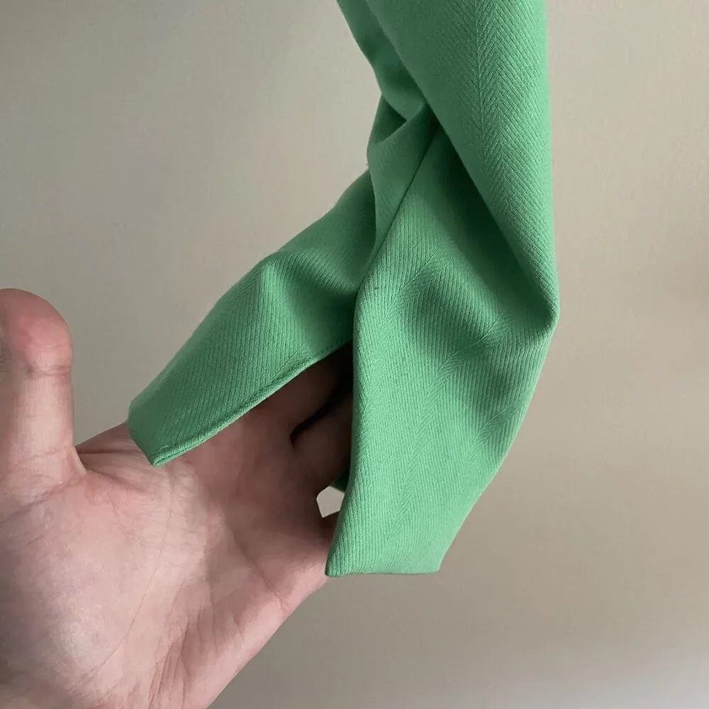 WeWoreWhat Danielle Bernstein S Green Stretch Herringbone Twill Cropped Blazer - Picture 6 of 13